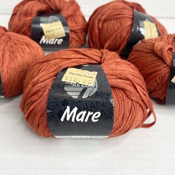 Lana Grossa Mare Ribbon Yarn Linen Cotton Rayon (50g each) Lot of 5 Rust Orange - Picture 2 of 5